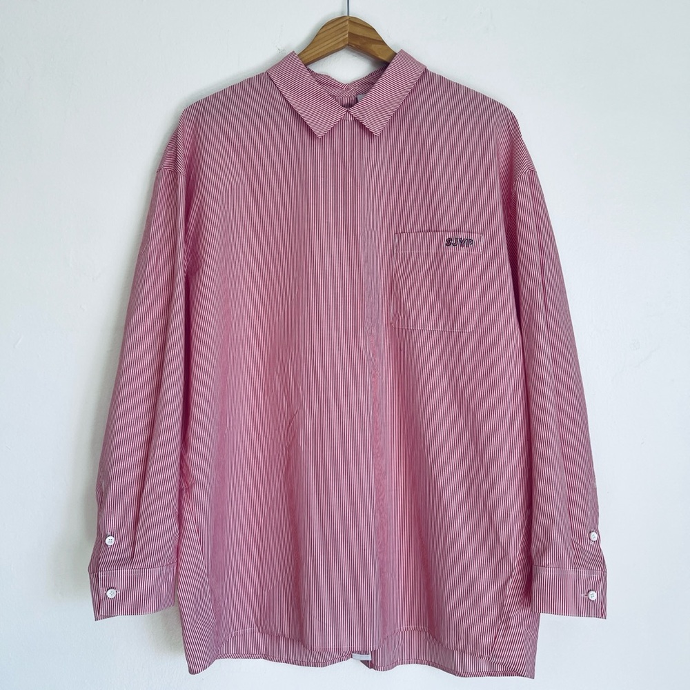 SOLD!
NWOT - SJYP Steve J & Yoni P Button Down Red Striped Women’s Shirt. Sz M